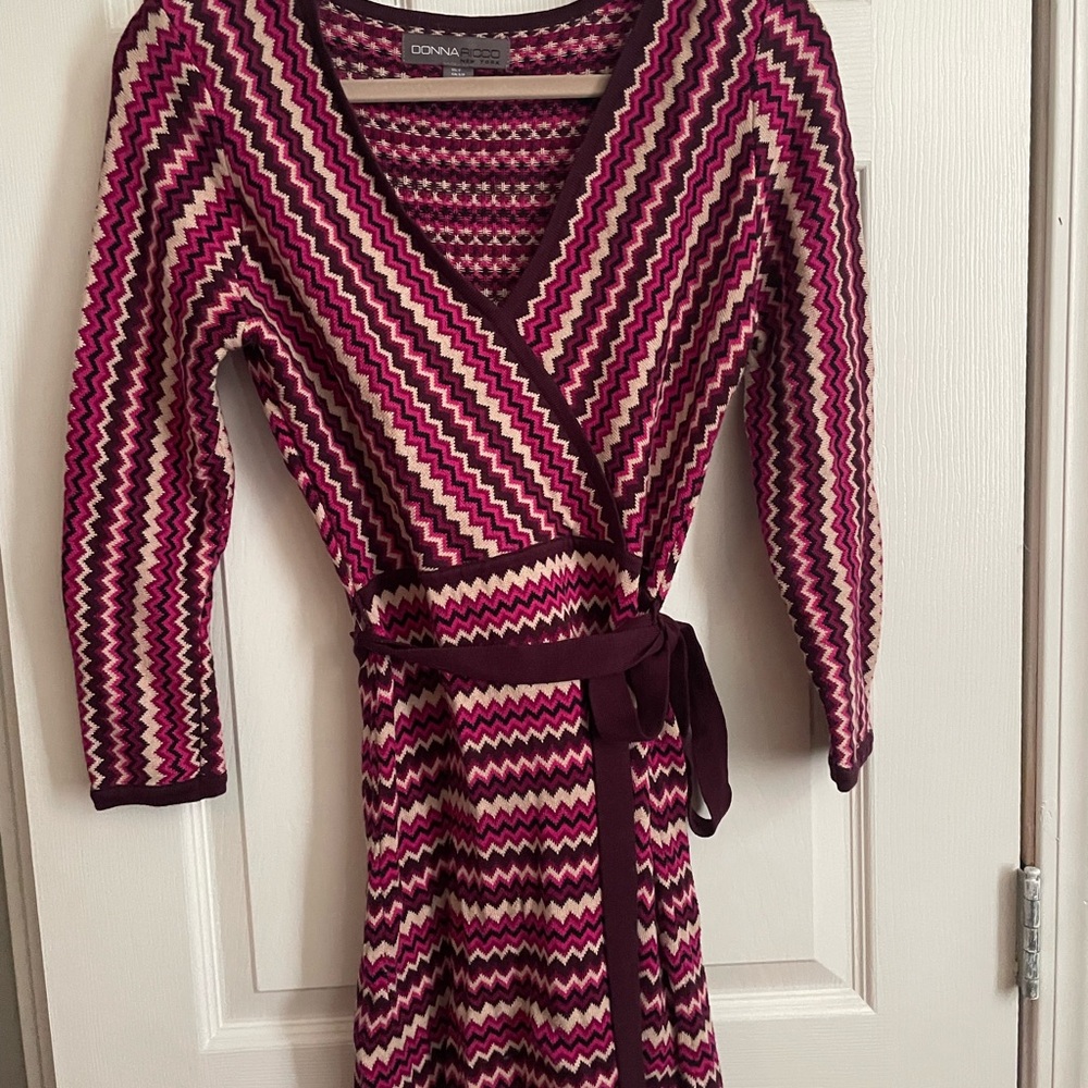 Donna Ricco Plaid Knit Top in Pink and Purple